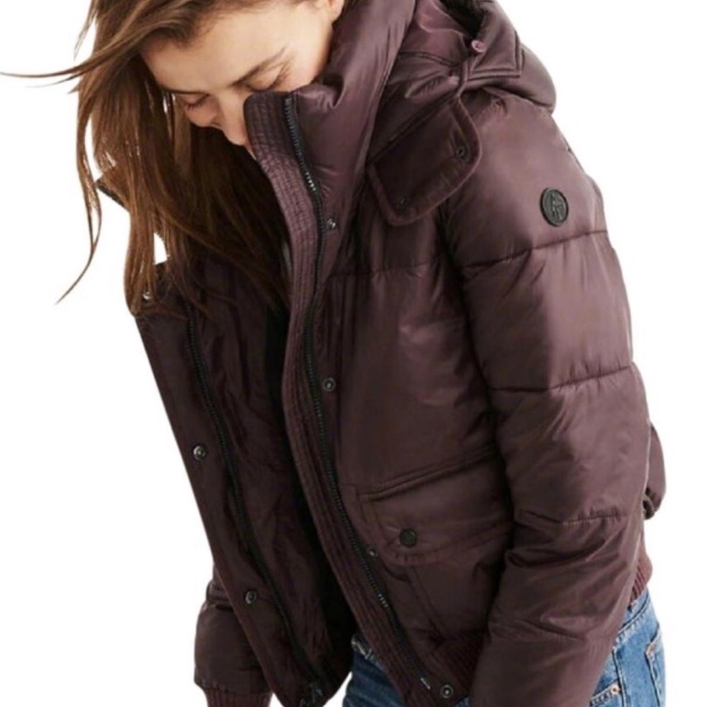 Abercrombie & Fitch Maroon Puffer Coat